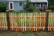 Cedar picket fence recently installed by Local Fence in North Reading Mass. We install and repair fence in many cities and towns in Essex and Middlesex county. Free Fence Estimates are just a call away.